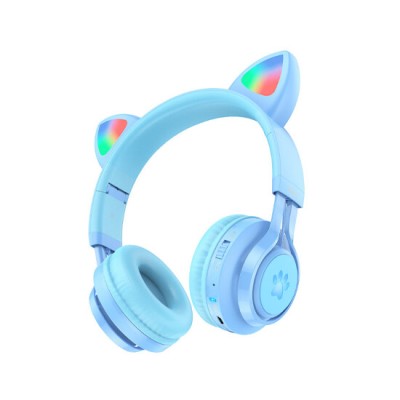 Căști wireless pentru copii Hoco W39 Cat, 12 ore autonomie, Albastru