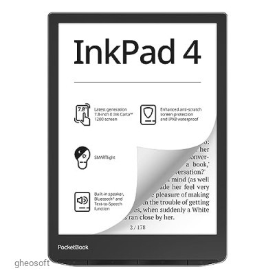 PocketBook 743G InkPad 4, Metallic Grey, 7,8" E Ink Carta (1404x1872)