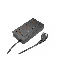 Сетевой фильтр Hoco DC15 (3 розетки + 5 USB, PD 30W, QC 18W)