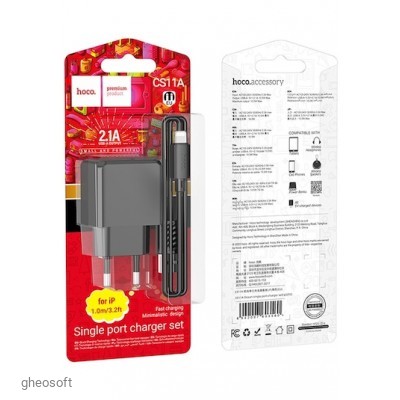 USB Charger 10W Hoco CS11A + Lightning