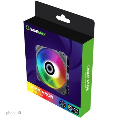 Fan 120mm GAMEMAX FN-12Rainbow-C9, ARGB, 28.8dB, 56.62 CFM, 1100RPM, Hydro Bearing, Black