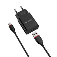 USB Charger 10W Borofone BA20A + Type-C cable, black