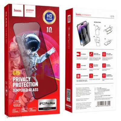 Sticla protectie iPhone 15 Pro Max, Privacy, Hoco G15