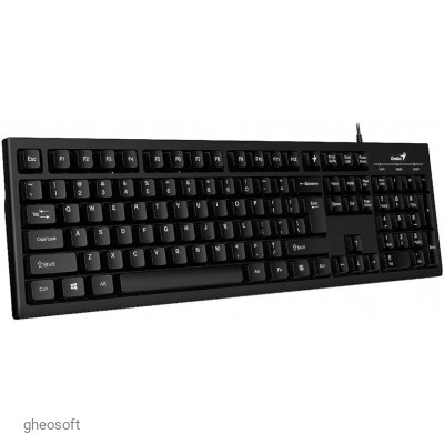 Genius KB-100, 12 Fn Keys, Classic, Concave keycap, 1.5m, USB, EN/RU, Black