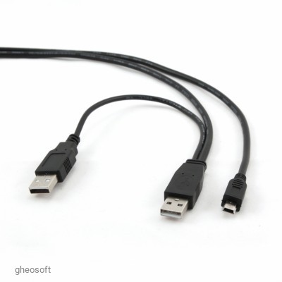 USB2.0 AM x2 - mini B 5P 0.9m Gembird CCP-USB22-AM5P-3