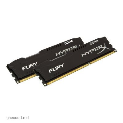 DDR4 16Gb (2*8GB) 2400 Kingston HyperX FURY CL15, 1.2V, Auto-overclocking, Asymmetric BLACK heat spreader, Intel XMP Ready (Extreme Memory Profiles)