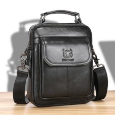 Handbag BULL CAPTAIN, Waxed cowhide leather, Black