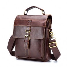 Handbag BULL CAPTAIN 302, Waxed cowhide leather, Brown