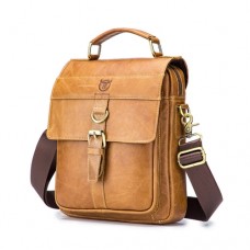 Handbag BULL CAPTAIN 302, Waxed cowhide leather, Yellow Brown