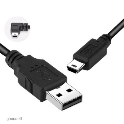 mini 5P/USB2.0 - 3.5m. Left Bend. 2A