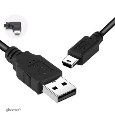 mini 5P/USB2.0 - 3.5m. Right Bend. 2A