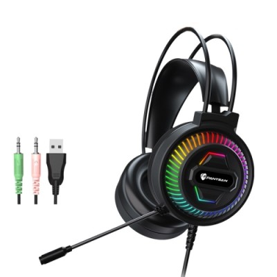 Căști de gaming PANTSAN PSH-400 cu iluminare RGB, 3.5mm + USB