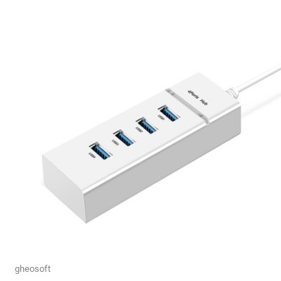USB2.0 Hub 4 Port. 15cm. Light. White
