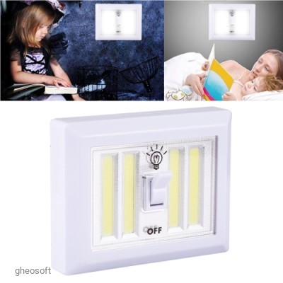 Night Light 038. 4COB. Mini. white led. switch. 4xAA